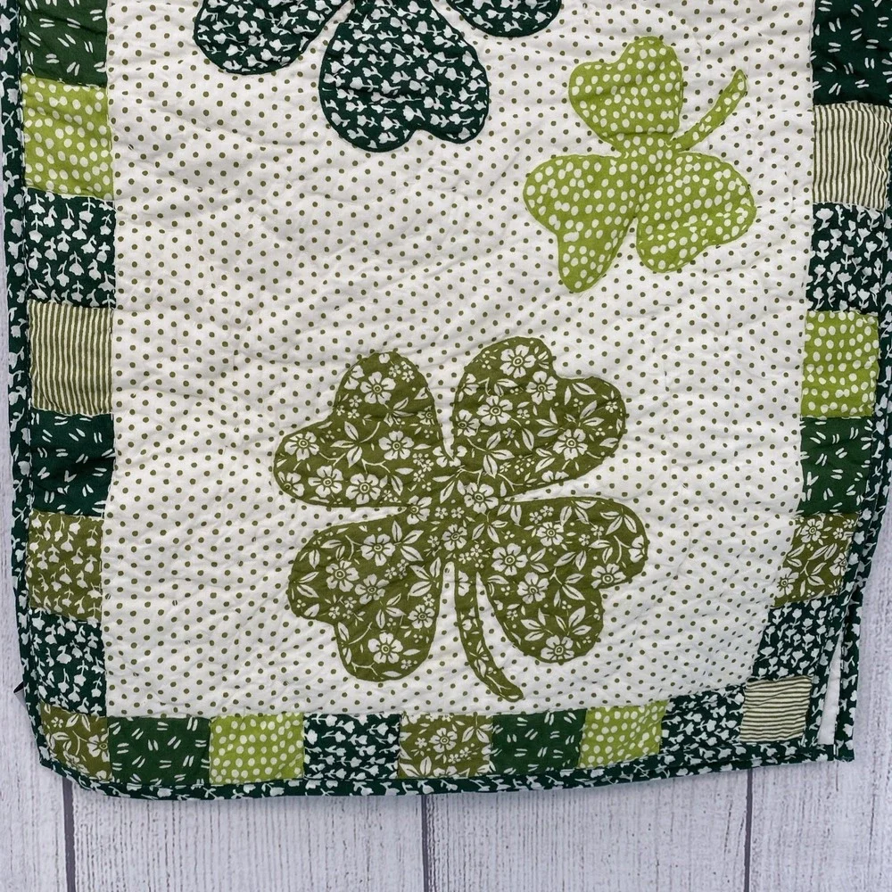 Storehouse Table Runner 16x72 Green St. Patrick's Day Irish Shamrocks Quilted